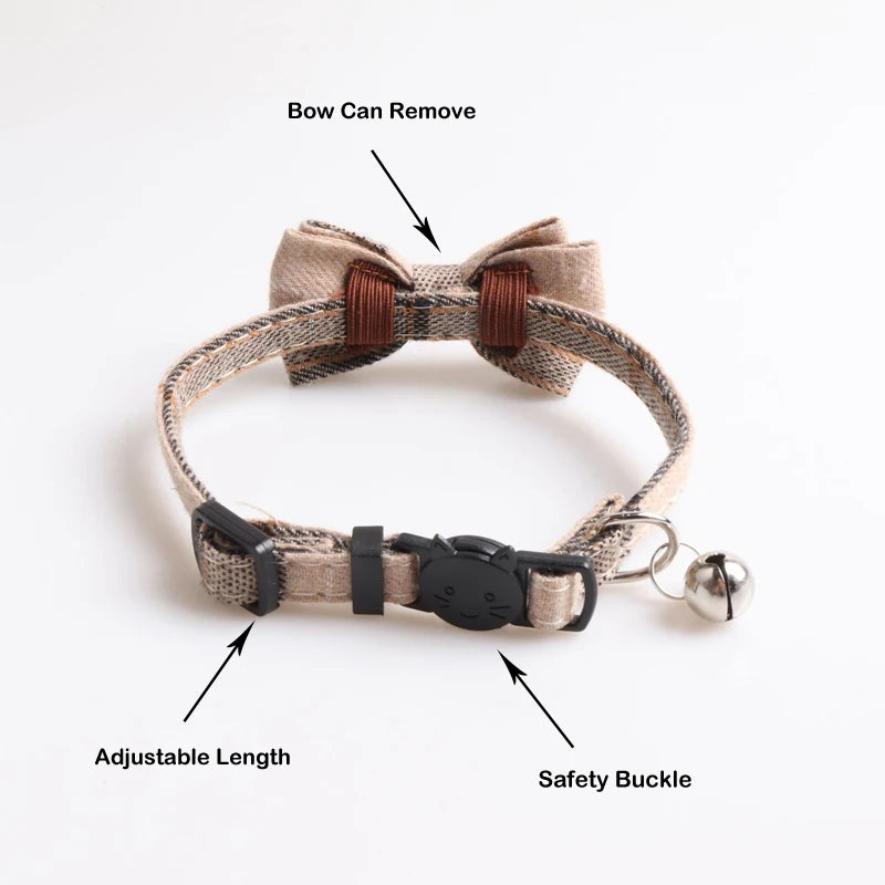 Plaid Pets Cat Collar Accessories Adjustable Kitten Bibs Cute Bowknot Chihuahua Bandana Safety Buckle Puppy Rabbits Necklace