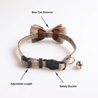 Plaid Pets Cat Collar Accessories Adjustable Kitten Bibs Cute Bowknot Chihuahua Bandana Safety Buckle Puppy Rabbits Necklace