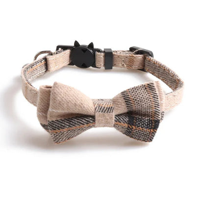 Plaid Pets Cat Collar Accessories Adjustable Kitten Bibs Cute Bowknot Chihuahua Bandana Safety Buckle Puppy Rabbits Necklace