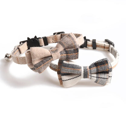 Plaid Pets Cat Collar Accessories Adjustable Kitten Bibs Cute Bowknot Chihuahua Bandana Safety Buckle Puppy Rabbits Necklace