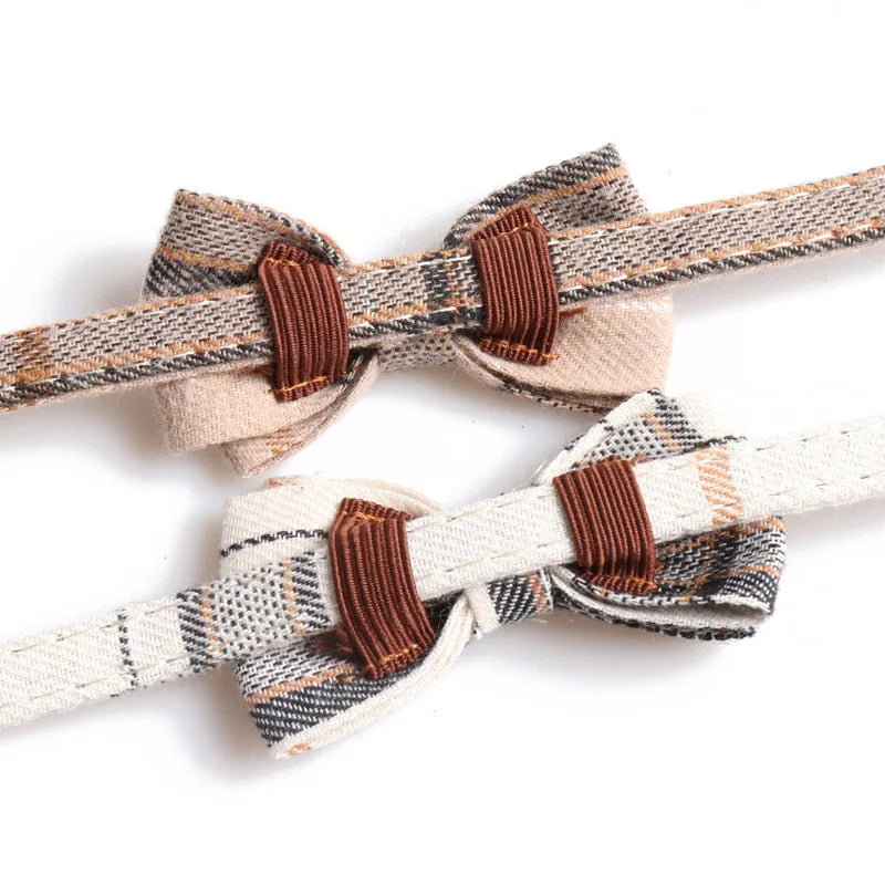 Plaid Pets Cat Collar Accessories Adjustable Kitten Bibs Cute Bowknot Chihuahua Bandana Safety Buckle Puppy Rabbits Necklace