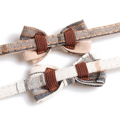 Plaid Pets Cat Collar Accessories Adjustable Kitten Bibs Cute Bowknot Chihuahua Bandana Safety Buckle Puppy Rabbits Necklace