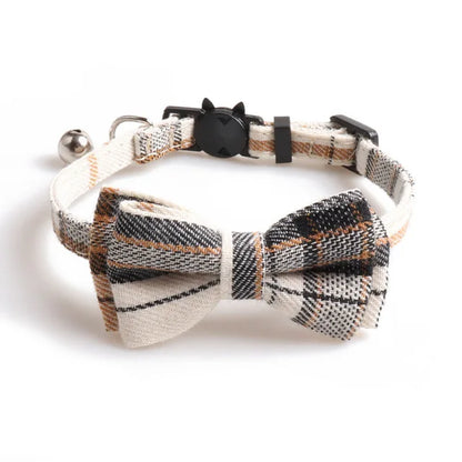 Plaid Pets Cat Collar Accessories Adjustable Kitten Bibs Cute Bowknot Chihuahua Bandana Safety Buckle Puppy Rabbits Necklace